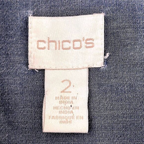 Chico’s Shirt Size 2 (12) Lace Up Cotton Popover - Picture 14 of 16